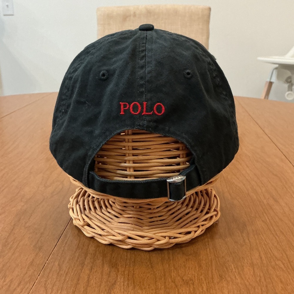 Y2K Polo Ralph Lauren Baseball Cap Mens OS Black Red Pony Logo Urban Hat Preppy - Picture 3 of 8
